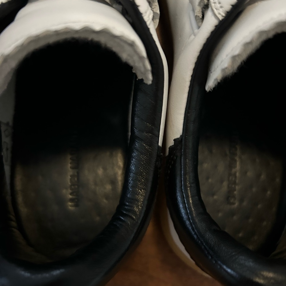 Isabel Marant White, Black & Gum Leather Velcro Sneakers - Picture 7 of 8